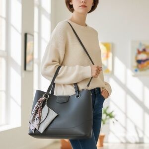 Nanette Lepore blue  Shoulder Tote with Floral Scarf and Light blue  Cardholder